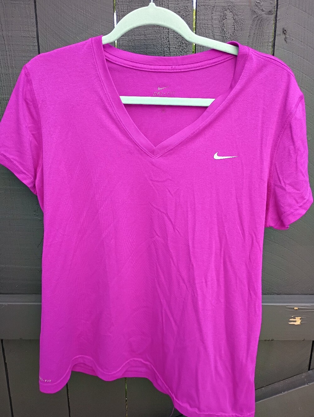 Nike Women's Pink V-Neck Dri-FIT Tee